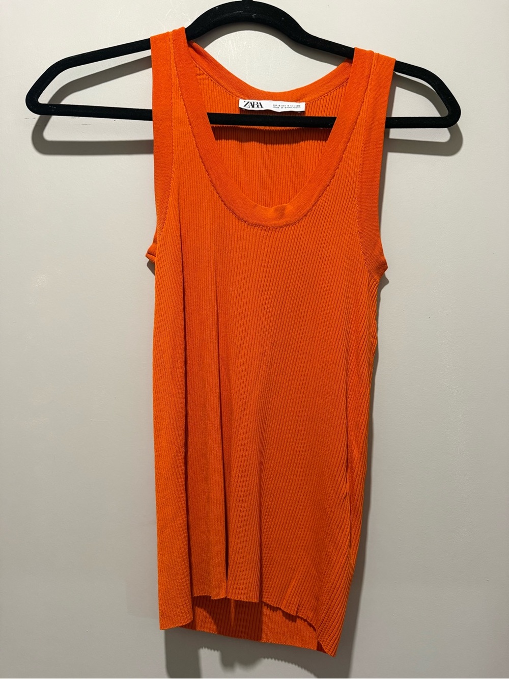 ZARA Bright Orange Ribbed Tank Top